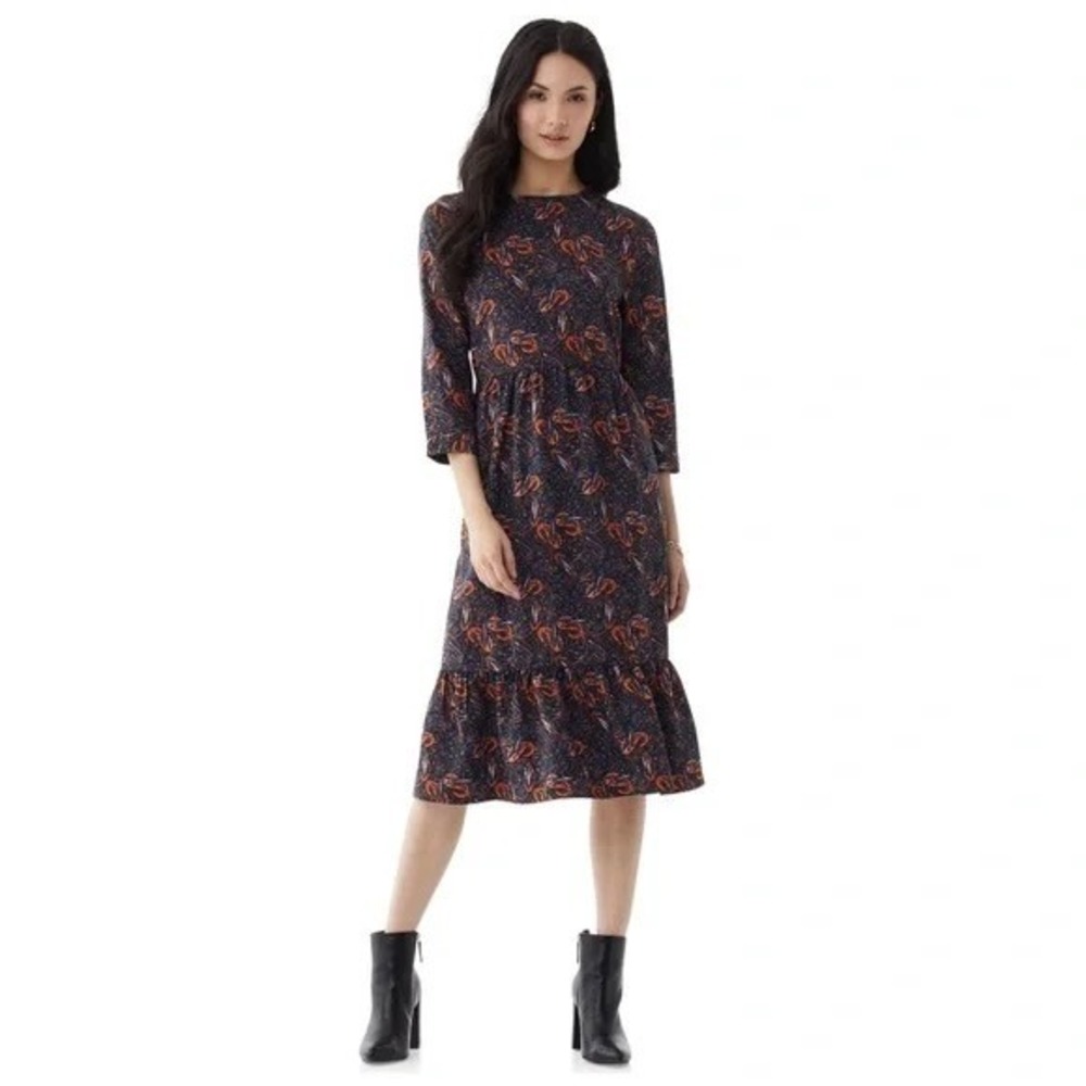 Scoop Tiered Midi Dress XS 0-2 Paisley Boho Midi NWT‎ Fall Cottagecore